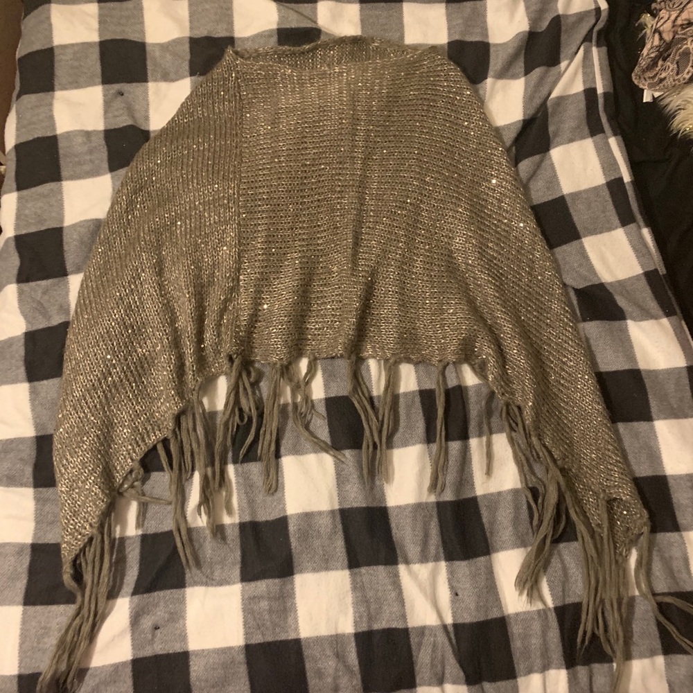 Gray sequin poncho